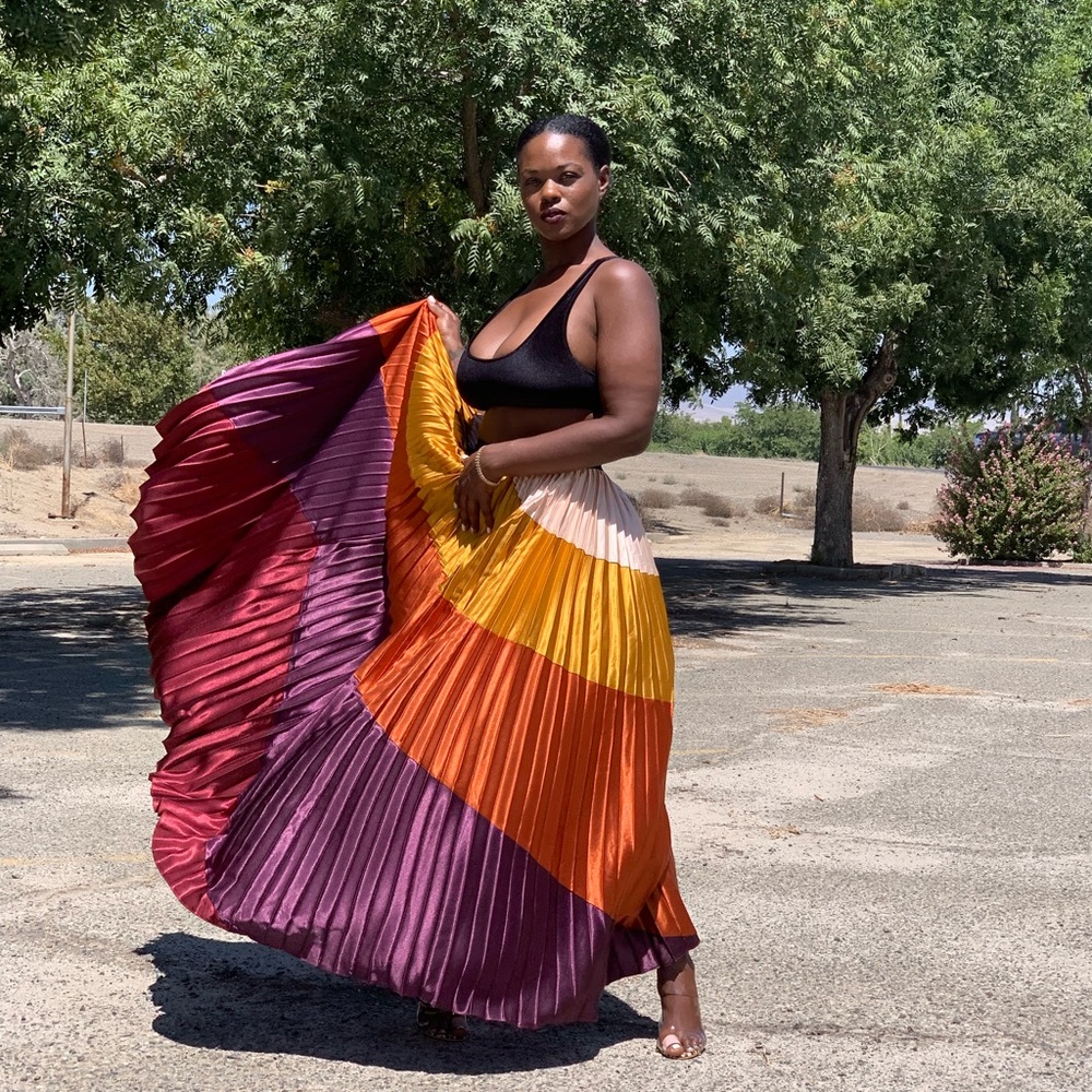 NWT  MULTICOLORED PLEATED SKIRT